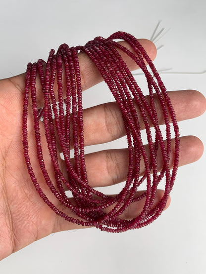 Natural Ruby Faceted Rondelle Briolette Beads – AAA Quality, 17” Strand
