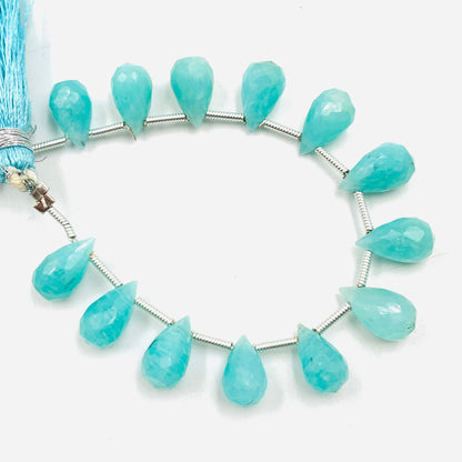 4 Inches Natural Amazonite Buds Briolette Beads Amazonite Gemstone Faceted Flower Buds Size 5X9 MM To 6X10 MM Amazonite Drops jewelry Making