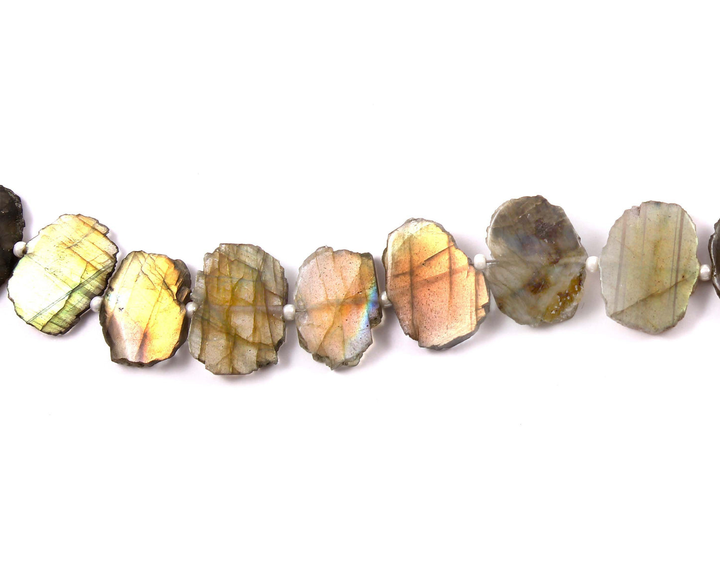 Natural Labradorite Blue Chip Beads -  Faceted Gemstone Strand 8 Inch