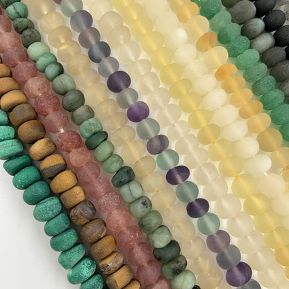 Natural Mix Gemstone Smooth Roundel Beads, Round Shape Loose Beads, Jewelry beads for making Necklace Size 6.5mm to 7.5mm 8 Inch Strand
