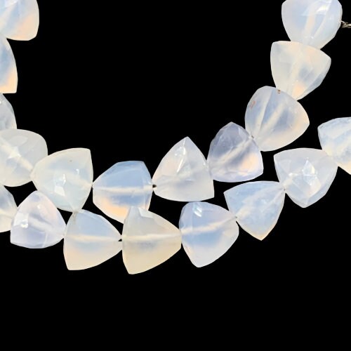 Natural Blue Lace Agate Faceted Trillion Briolette Beads