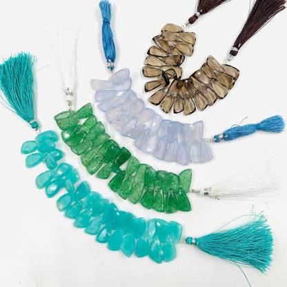 Natural Mix Gemstone Sail Crown Cut Briolette Beads
