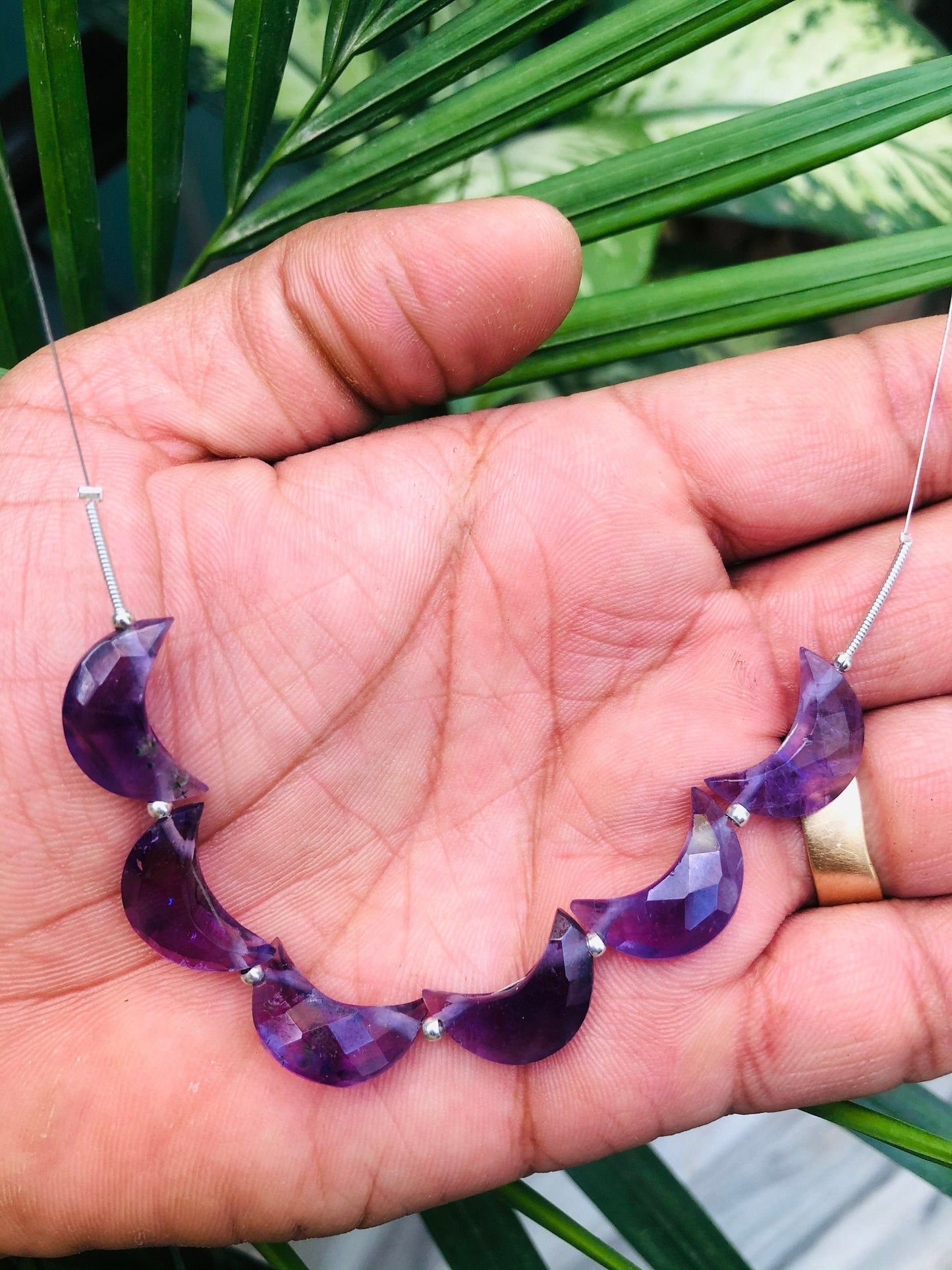 6 Pieces Natural African Amethyst gemstone, Crescent moon gemstone, carving gemstone, natural gemstone, moon shape gemstone, size 7x16 mm