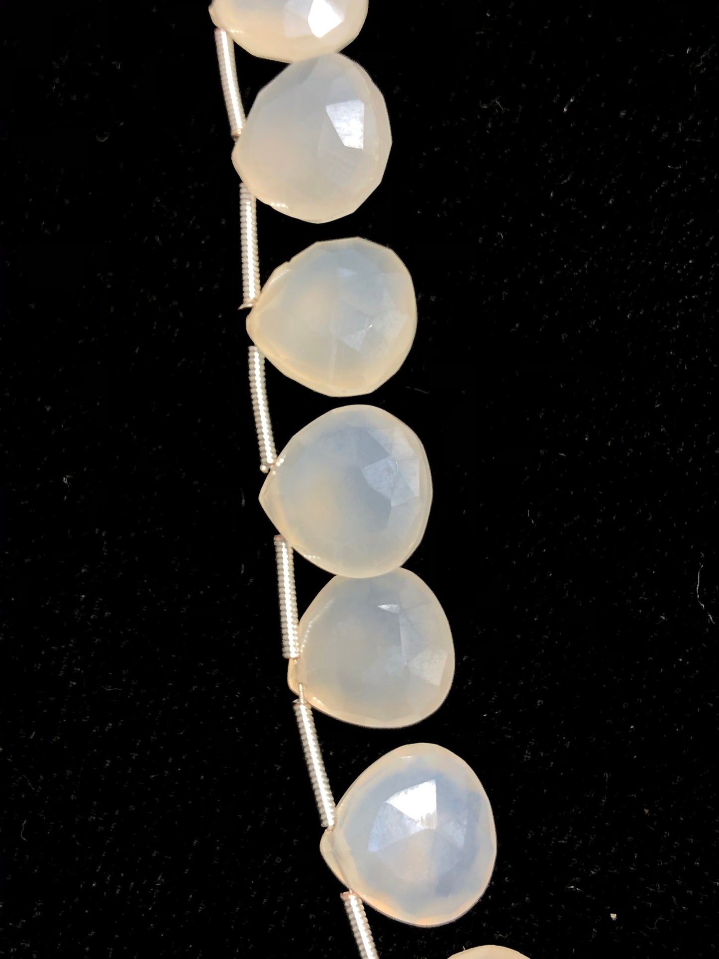 Heart Faceted White Moonstone Necklace, 11mm Gemstone Beads
