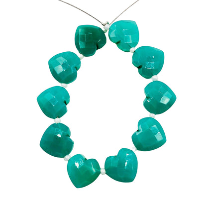 Natural Chalcedony Chrysoprase Hand Carved Heart Shape Gemstone Beads, Faceted Heart Shape Gemstone Briolette, Jewelry Supplies, SKU-BBI326