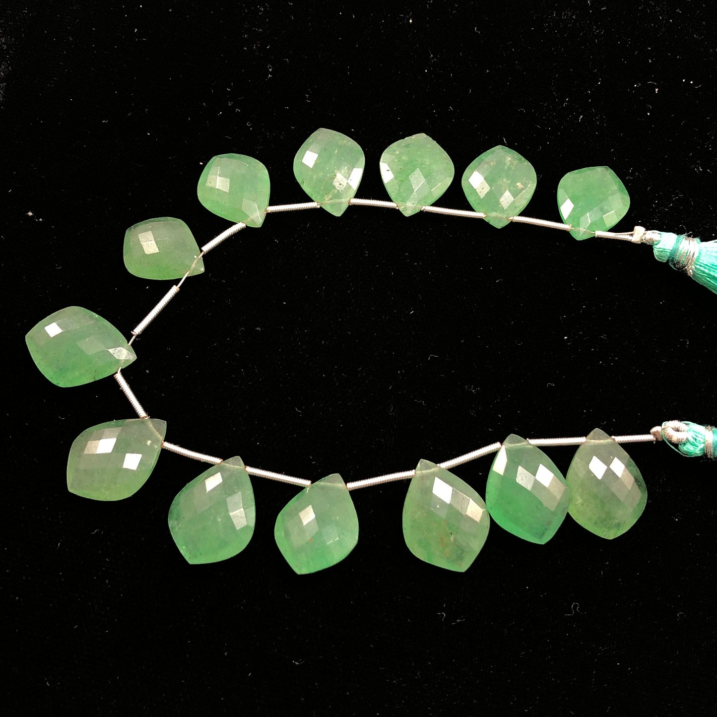 12pc Green Strawberry Quartz FACETED Shield Shape Drops Natural Gemstone Briolette Face Drill Beads | Beads For Jewelry | Wholesale Gemstone
