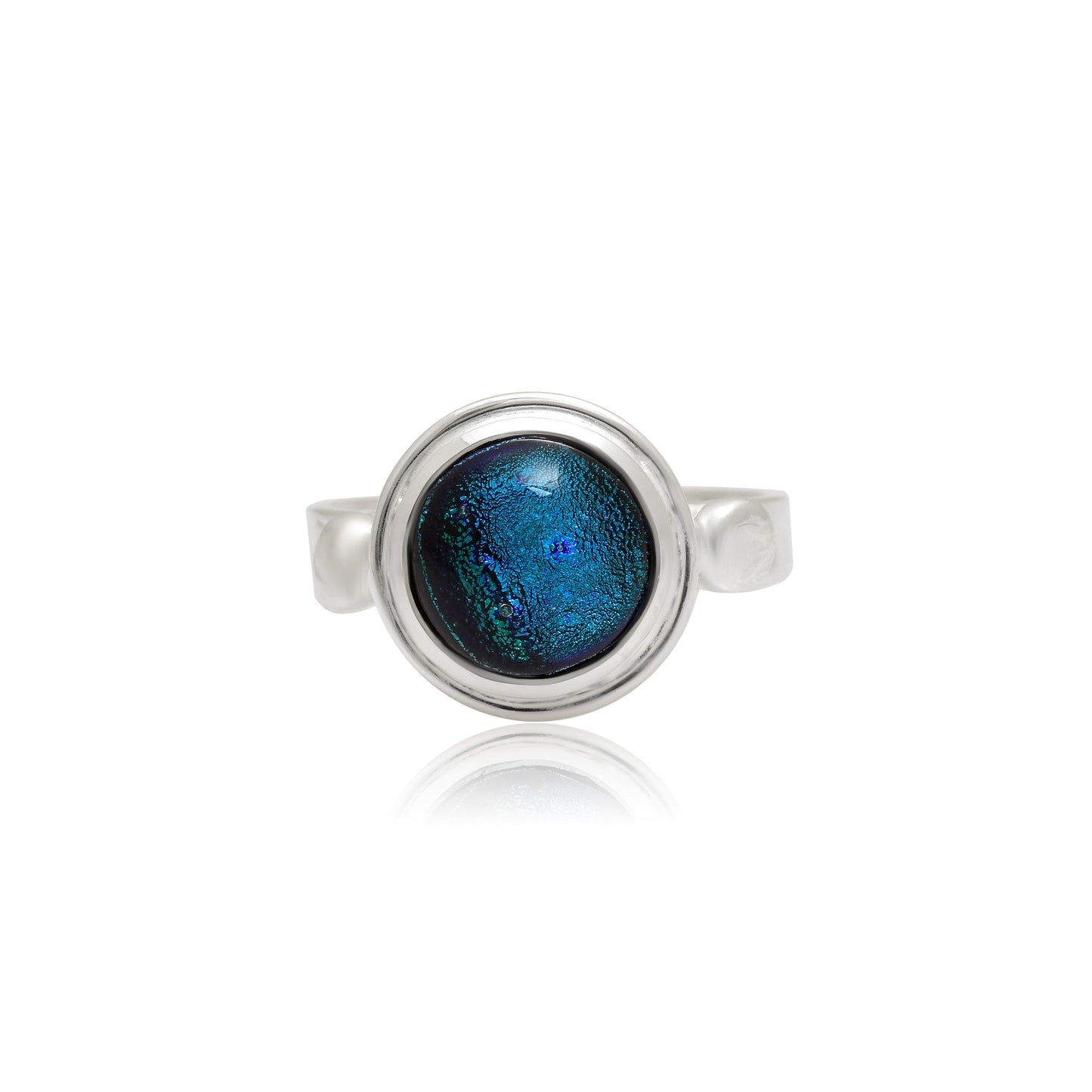 925 Sterling Silver Rainbow Dichroic Glass Ring