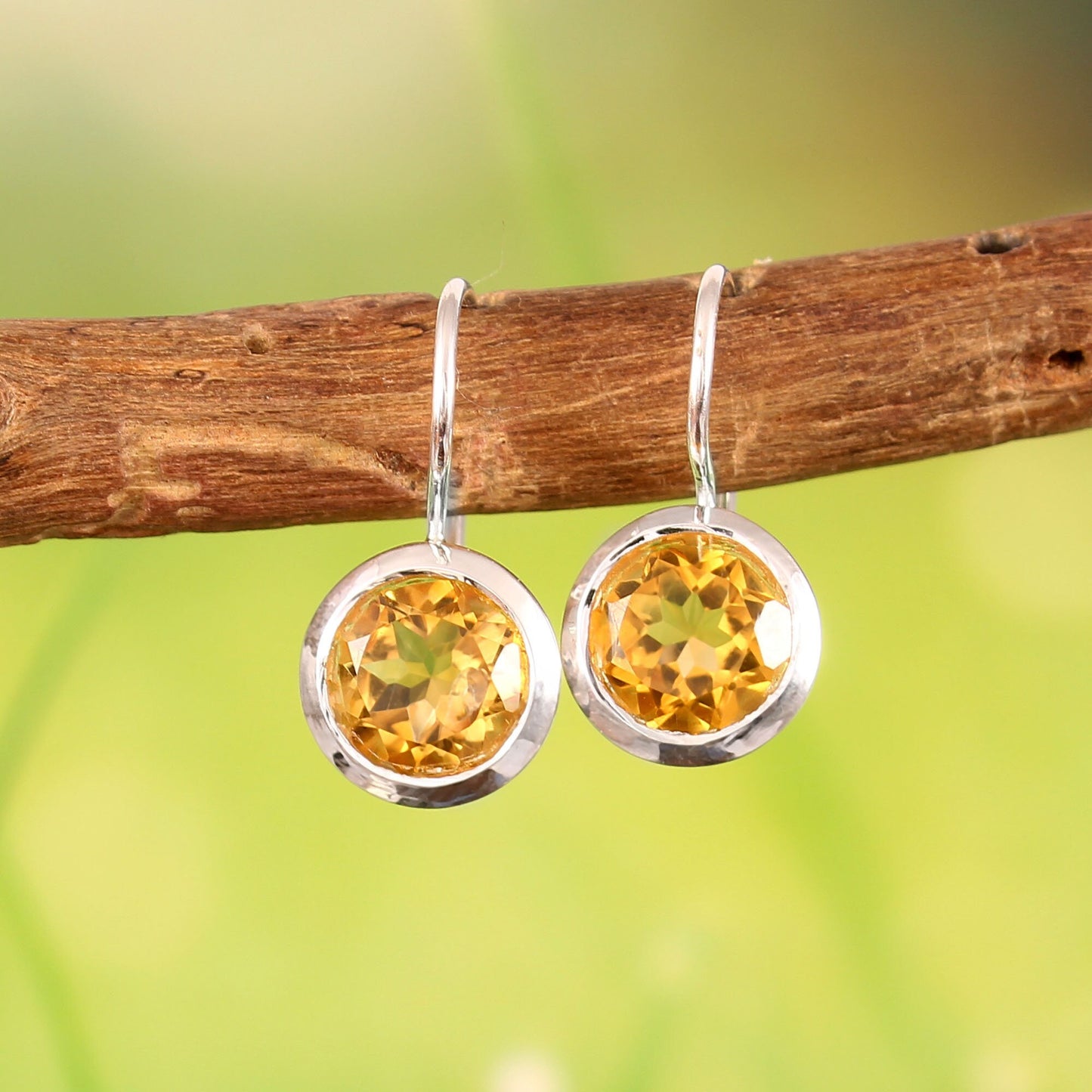 Natural Citrine 8mm Round Cut gemstone Earring, Gemstone Earring with 925 Sterling silver, Adorable Jewelry silver earring Christmas Gift