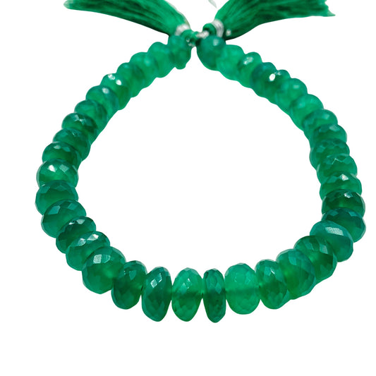 Green Onyx Faceted Rondelle Beads BBI1617 – Natural Semi Precious Gemstones