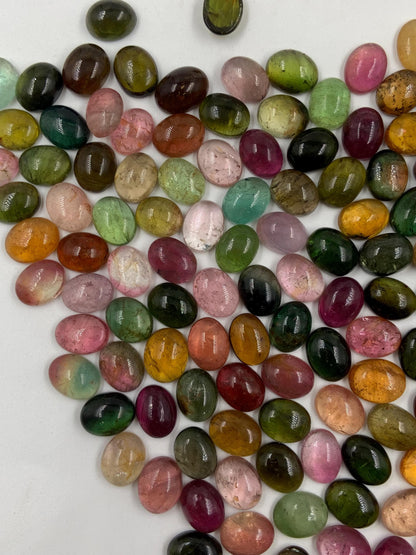 Natural Multi Tourmaline Smooth Oval Gemstone Cabochon, CALIBRATED Loose Stone Cab, Oval Jewelry Making Cabochons Semi Precious Cabochons