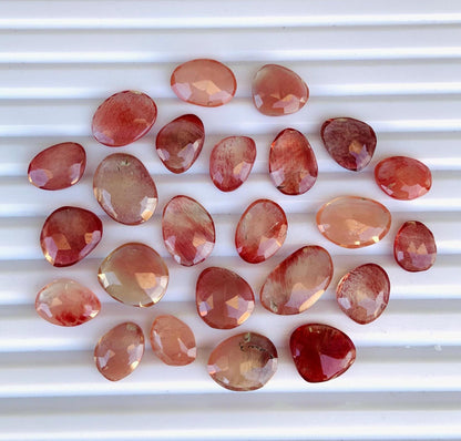 Natural Andesine Labradorite Rose Cut Slices Cabochons, Faceted Rose Cut Flat Back Loose Gemstone, Andesine Labradorite Gemstone Slices Cut