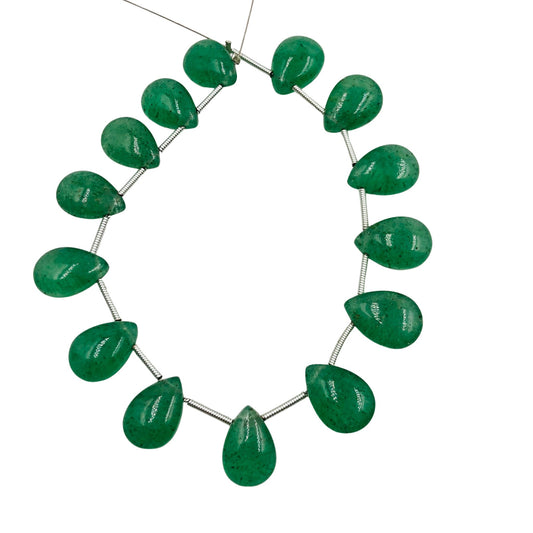 Natural Green Strawberry Quartz Smooth Pear Shape Beads , Natural Gemstone Briolette Side Drill Beads | Beads For Jewelry | SKU - BBI742
