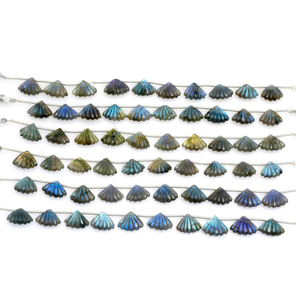 Natural Labradorite Fancy Shape Blue Flash Beads - Hand Carved Gemstone 10 Pcs