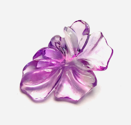 1 Pcs Natural Amethyst Hand Carved Flower Shape Briolette Beads, Handmade Carving Pair Gemstone Size - 36X25X6mm, Beads making For Jewelry