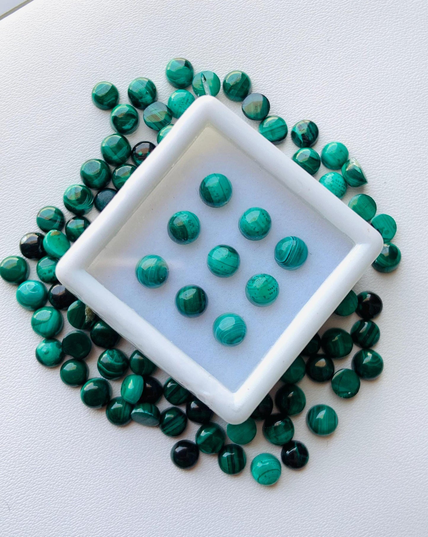 Natural Malachite Smooth Round Gemstone Cabochon, CALIBRATED Loose Stone Cab, Round Jewelry Making Cabochons Semi Precious Cabochon for ring