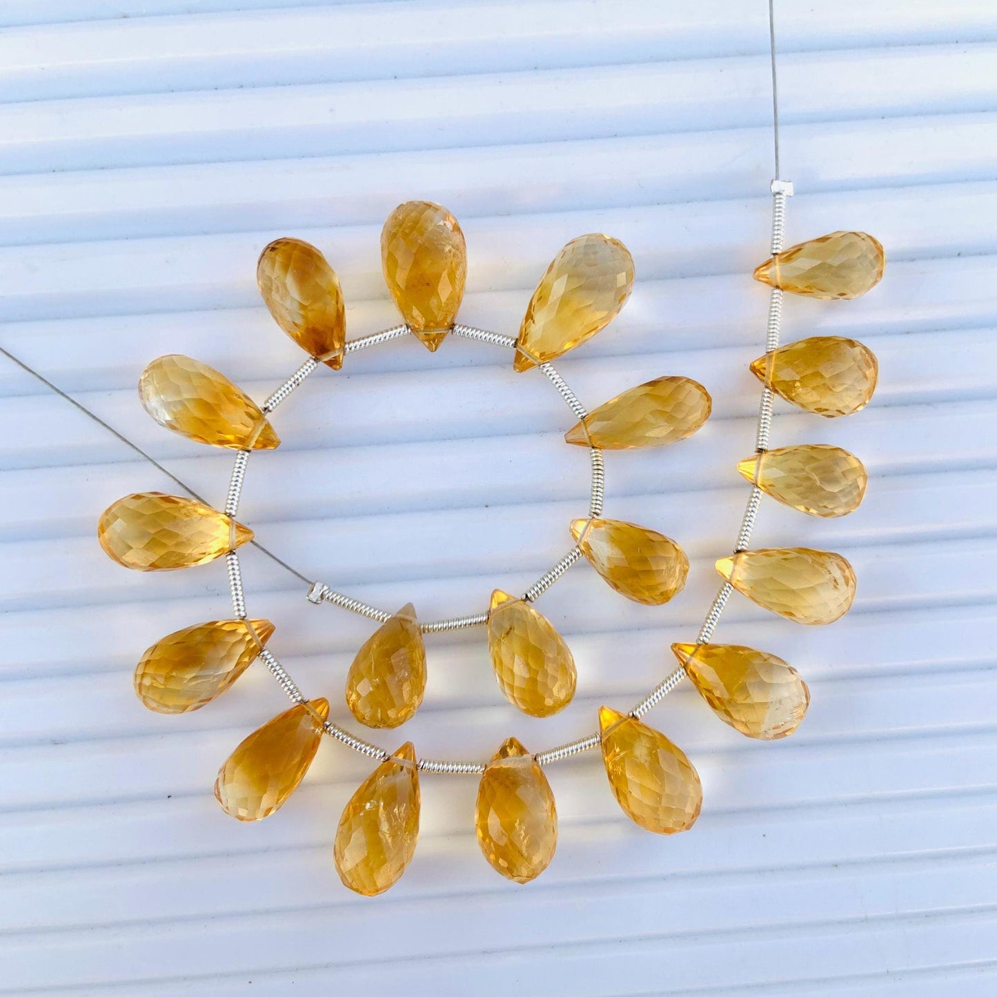 Natural Citrine Faceted Beads 5x8mm–6x9mm | Teardrop Briolette Gemstone Beads