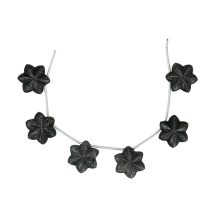5 pc Natural Sun stone Carved Flower shape Briolette Side Drill Beads, black stone carved Briolette star shape Gemstone beads Making jewelry