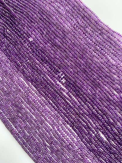Natural Amethyst Smooth Rondelle Beads 13" Strand