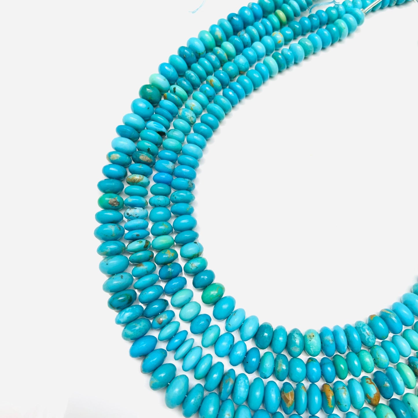 Arizona Turquoise Rondelle Beads: Smooth Gemstone Briolettes, 13-inch Strand