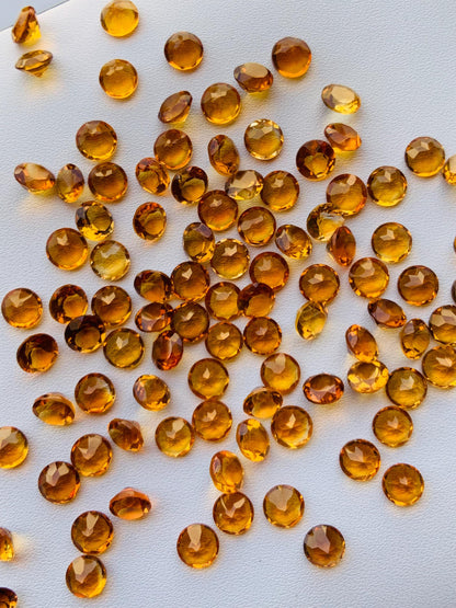 Natural Citrine Faceted Round Shape Cut Stone CALIBRATED Loose Stone Cut Round Jewelry Making Semi Precious Cut stone for ring gift for her