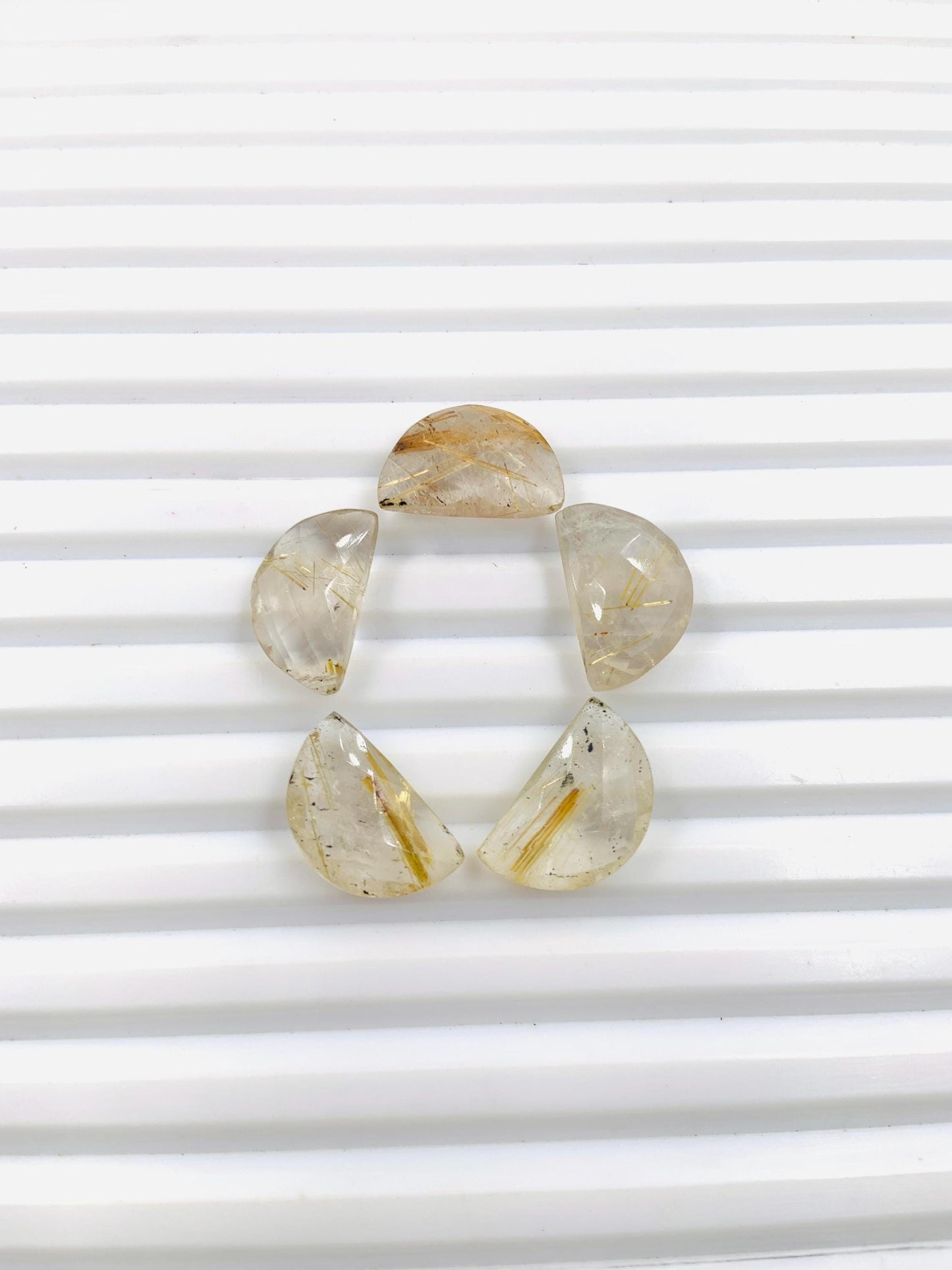 2 Pieces Natural Golden rutile gemstone, Half Moon D - shape gemstone, Earring Components natural gemstone, Half moon gemstone, size 10x16mm