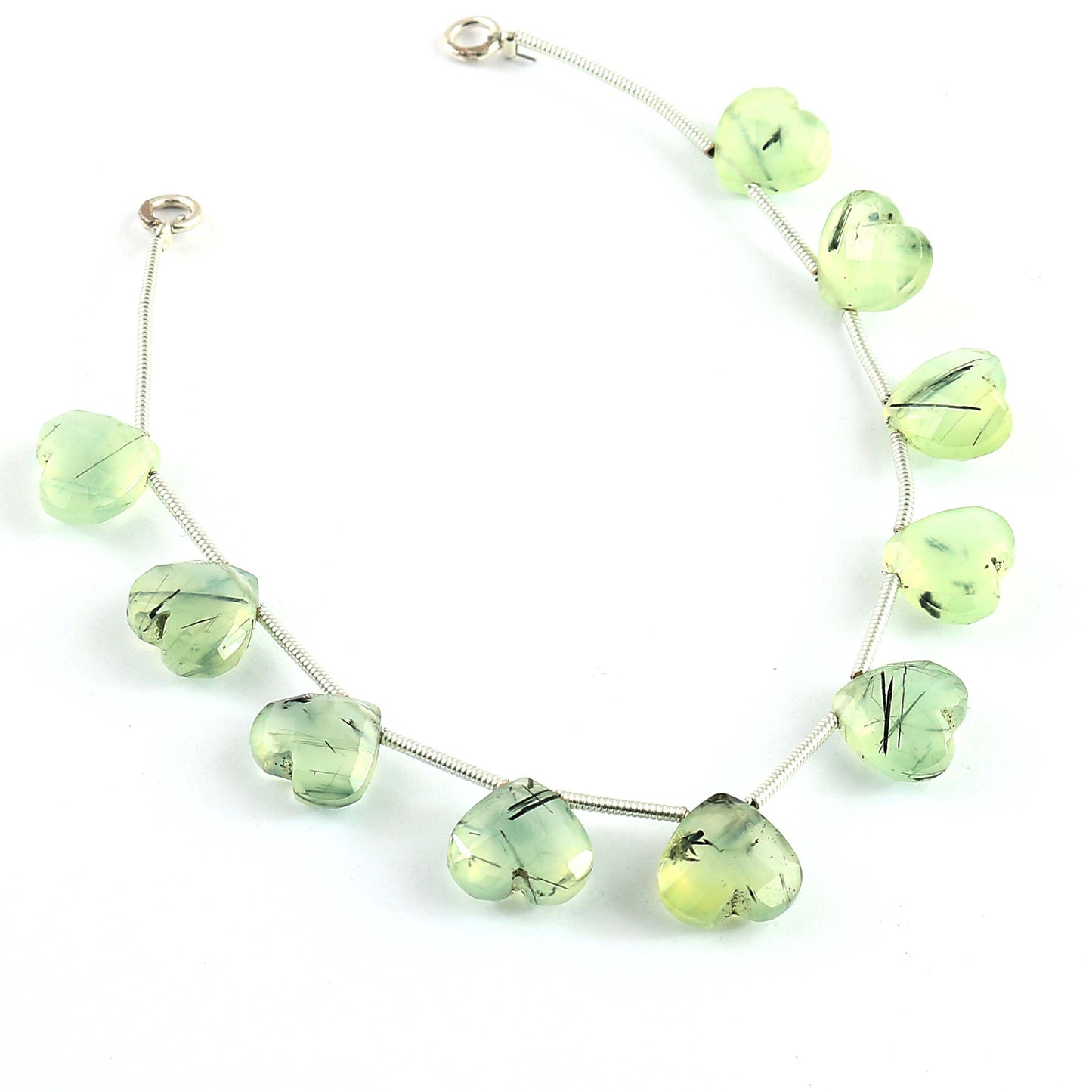 Natural Prehnite Heart Beads (10PCS) | Faceted Briolette Gemstone
