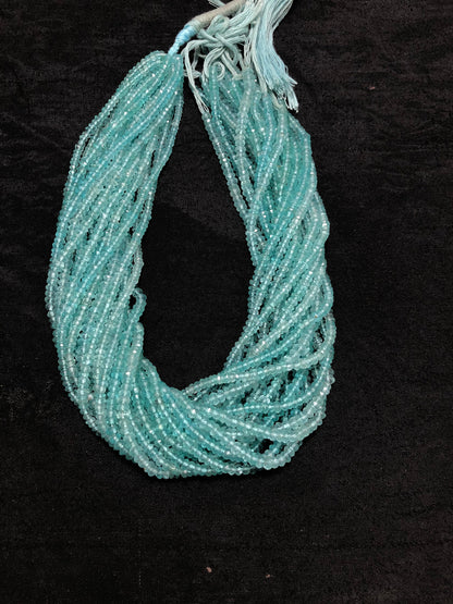 Natural apatite faceted rondelles , 4mm apatite rondelles , AAA Quality apatite Beads , 14" Long 3 to 4mm Apatite Rondelles SKU-BBI561
