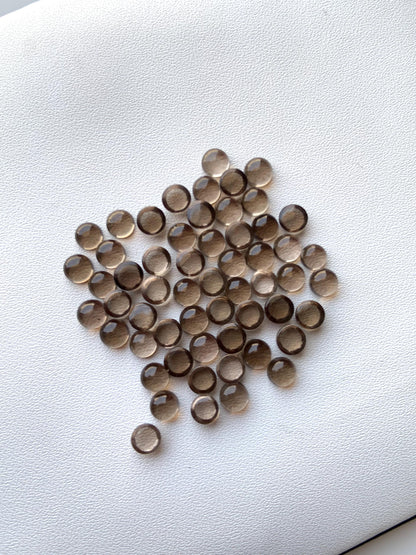 Natural Smoky Quartz Smooth Round Gemstone Cabochon, CALIBRATED Loose Stone Cab, Round Jewelry Making Cabochons Semi Precious Cabochons