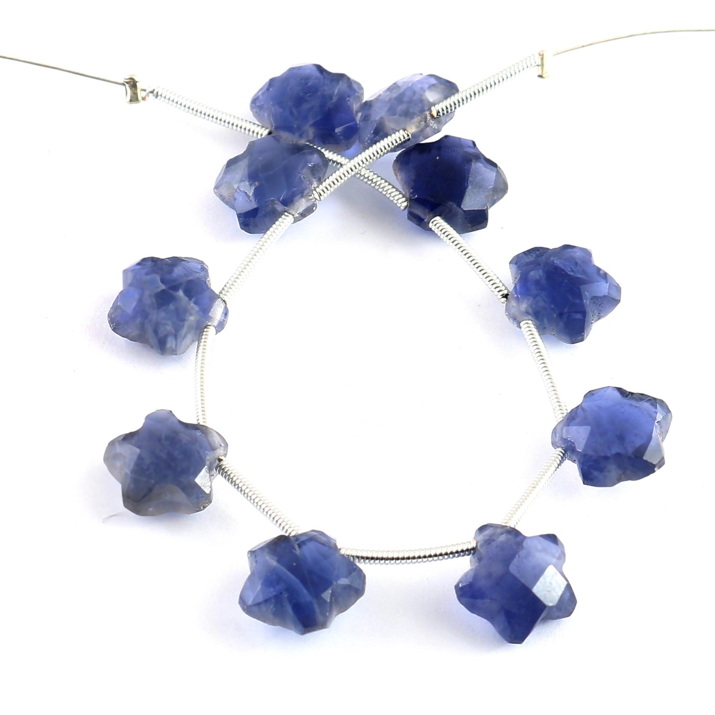 Natural Iolite Star Gemstone Beads –  Faceted Carved Briolette for Jewelry Making