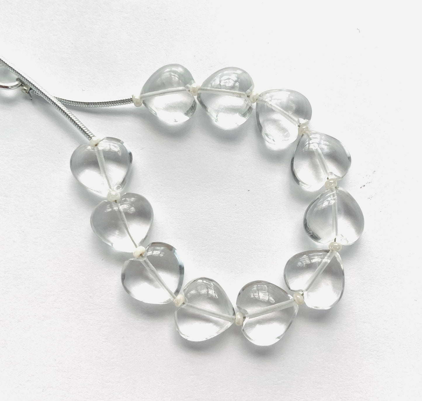11 Pcs Natural Crystal Quartz Smooth Heart Shape Gemstone Briolette Beads | Beads For Jewelry | Wholesale Gemstone Beads, 10mm BBI340
