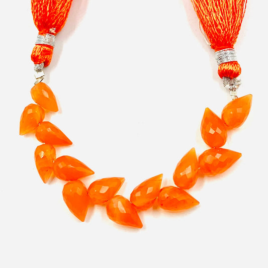 Faceted Carnelian Buds Briolette Beads 5-6x9-10mm