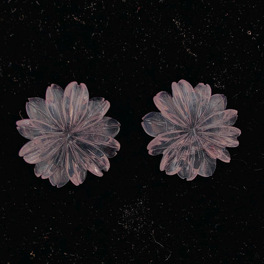 Natural Rose Quartz Flower Beads – Hand Carved 24x24x4mm Gemstone Briolettes