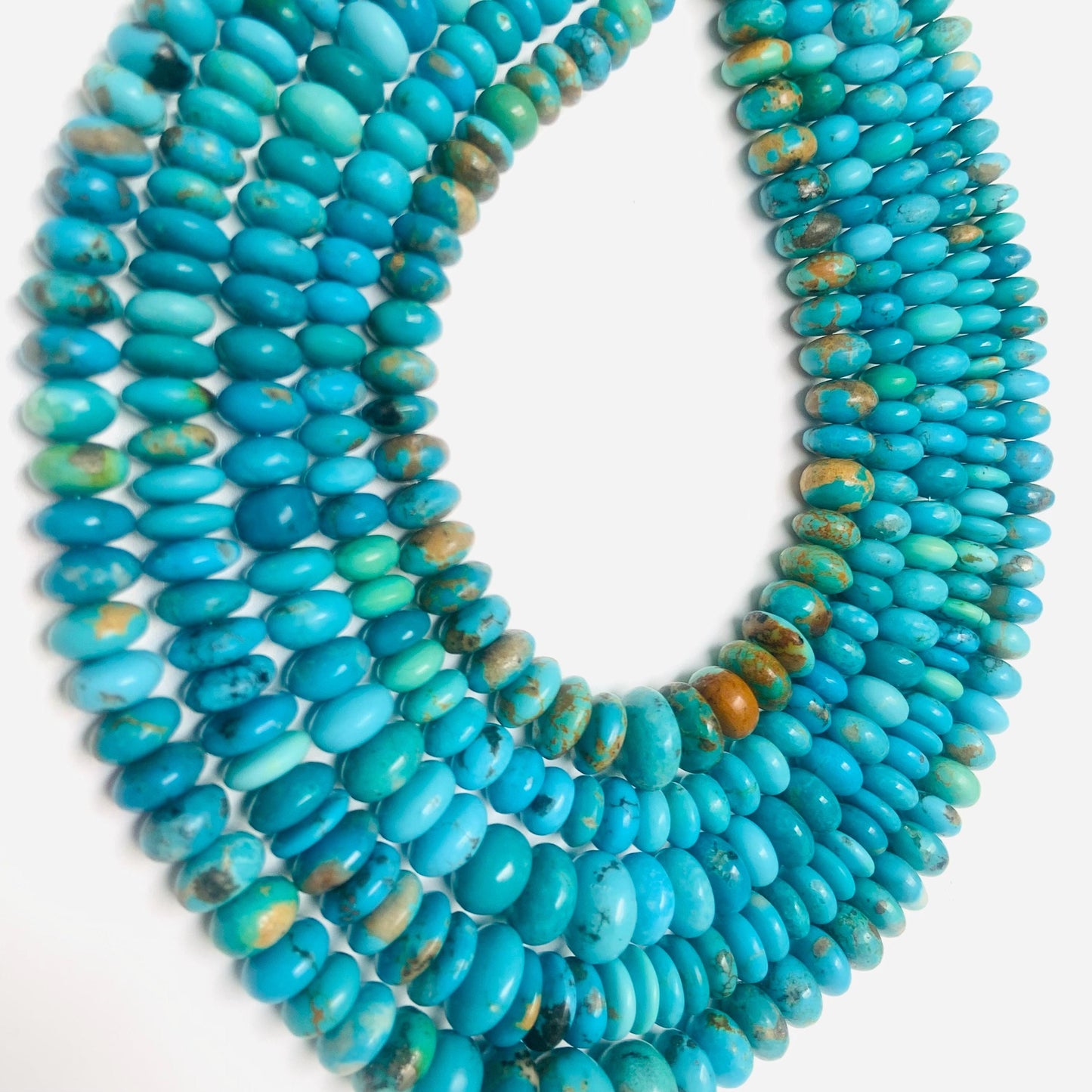 Arizona Turquoise Rondelle Beads: Smooth Gemstone Briolettes, 13-inch Strand