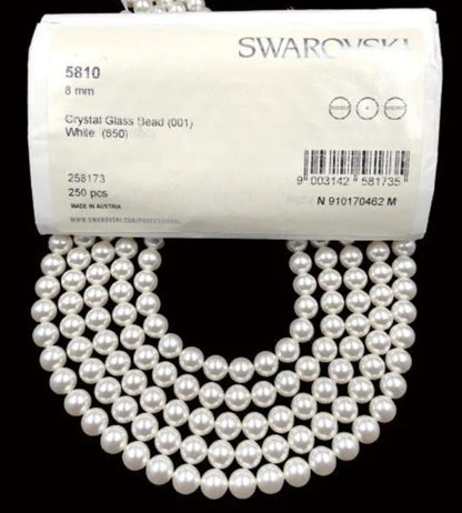 Genuine Swarovski Crystal White Pearl Beads Round for Jewelry Making 2mm to 12mm (5810) - BeadsBoatInc