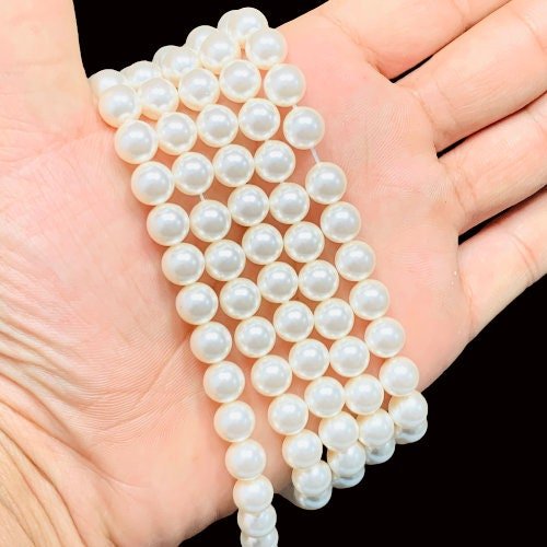 Genuine Swarovski Crystal White Pearl Beads Round for Jewelry Making 2mm to 12mm (5810) - BeadsBoatInc