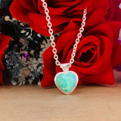 Genuine Turquoise Heart Necklace – Sterling Silver Pendant, Gift for Her - BeadsBoatInc