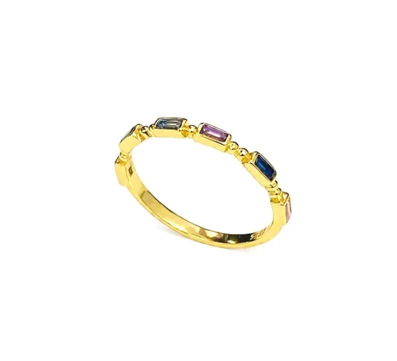 Gold Plated Baguette CZ Ring, Sterling Silver Minimalist Ring - BeadsBoatInc
