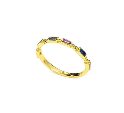 Gold Plated Baguette CZ Ring, Sterling Silver Minimalist Ring - BeadsBoatInc