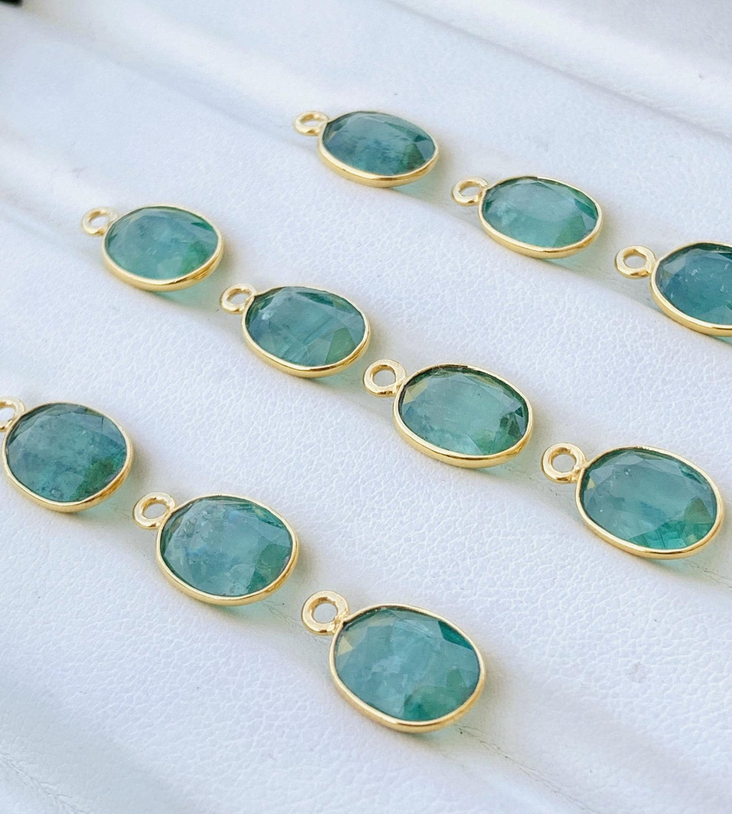 Green Kyanite Connector ~ Sterling Silver & Gold Charms ~ Jewelry Making Supplies ~ Bezel Connectors Components for Beading Necklace Earring - BeadsBoatInc