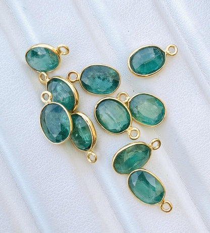 Green Kyanite Connector ~ Sterling Silver & Gold Charms ~ Jewelry Making Supplies ~ Bezel Connectors Components for Beading Necklace Earring - BeadsBoatInc