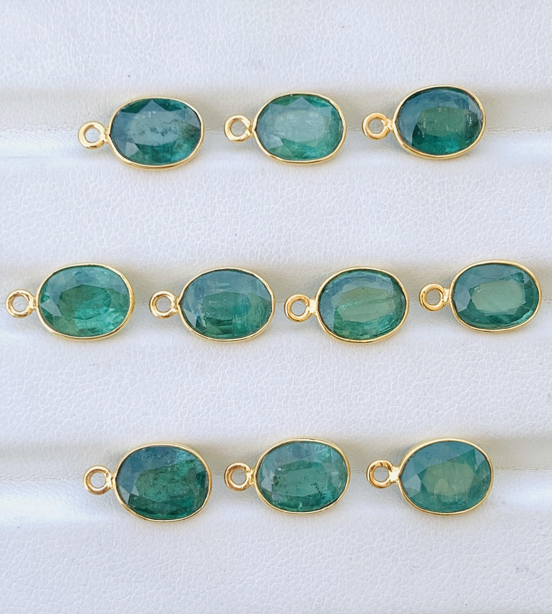 Green Kyanite Connector ~ Sterling Silver & Gold Charms ~ Jewelry Making Supplies ~ Bezel Connectors Components for Beading Necklace Earring - BeadsBoatInc