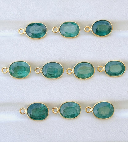 Green Kyanite Connector ~ Sterling Silver & Gold Charms ~ Jewelry Making Supplies ~ Bezel Connectors Components for Beading Necklace Earring - BeadsBoatInc