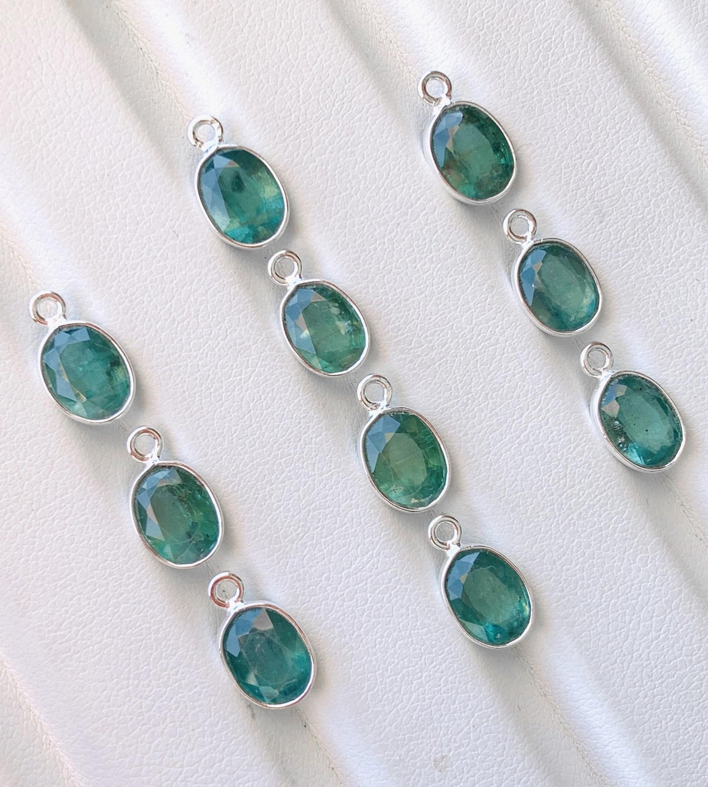Green Kyanite Connector ~ Sterling Silver & Gold Charms ~ Jewelry Making Supplies ~ Bezel Connectors Components for Beading Necklace Earring - BeadsBoatInc