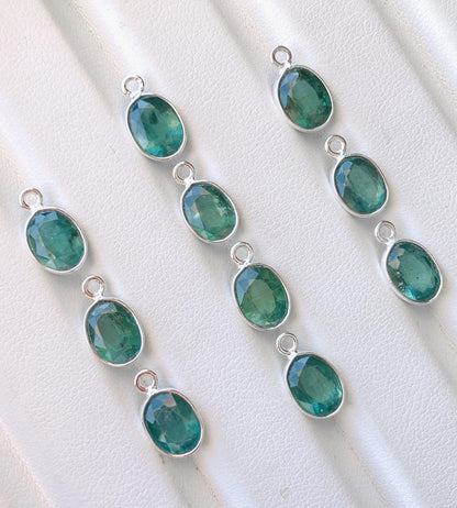 Green Kyanite Connector ~ Sterling Silver & Gold Charms ~ Jewelry Making Supplies ~ Bezel Connectors Components for Beading Necklace Earring - BeadsBoatInc
