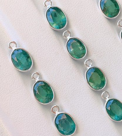 Green Kyanite Connector ~ Sterling Silver & Gold Charms ~ Jewelry Making Supplies ~ Bezel Connectors Components for Beading Necklace Earring - BeadsBoatInc