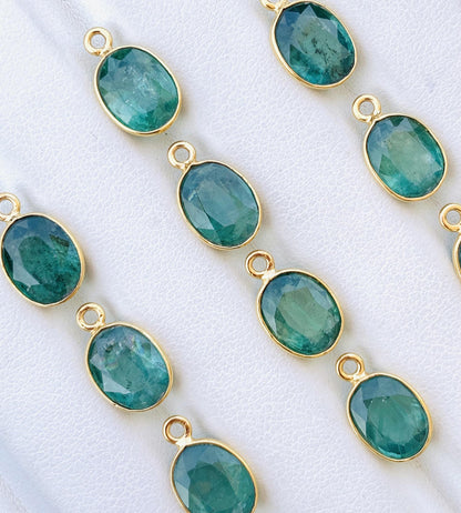 Green Kyanite Connector ~ Sterling Silver & Gold Charms ~ Jewelry Making Supplies ~ Bezel Connectors Components for Beading Necklace Earring - BeadsBoatInc
