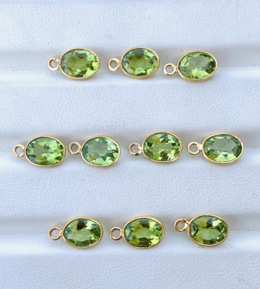 Green Peridot Connector Charms ~ Sterling Silver & Gold Vermeil Jewelry Making Supplies ~ Bezel Connectors Components ~ For Jewelry - BeadsBoatInc