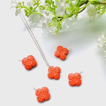 Hand - Carved Coral Flower Necklace • Sterling Silver | Gold | Rose Gold Finish • Nature Inspired Jewelry • Gift for Her • Autumn Jewelry - BeadsBoatInc
