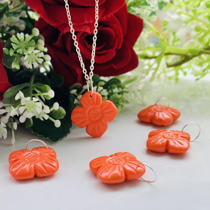 Hand - Carved Coral Flower Necklace • Sterling Silver | Gold | Rose Gold Finish • Nature Inspired Jewelry • Gift for Her • Autumn Jewelry - BeadsBoatInc