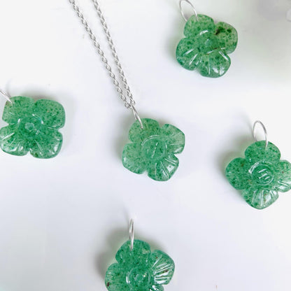 Hand Curved Flower Necklace • Green Strawberry • Silver | Gold | Rose Gold Finish • Nature Inspired Jewelry • Gift for Her • Autumn Jewelry - BeadsBoatInc